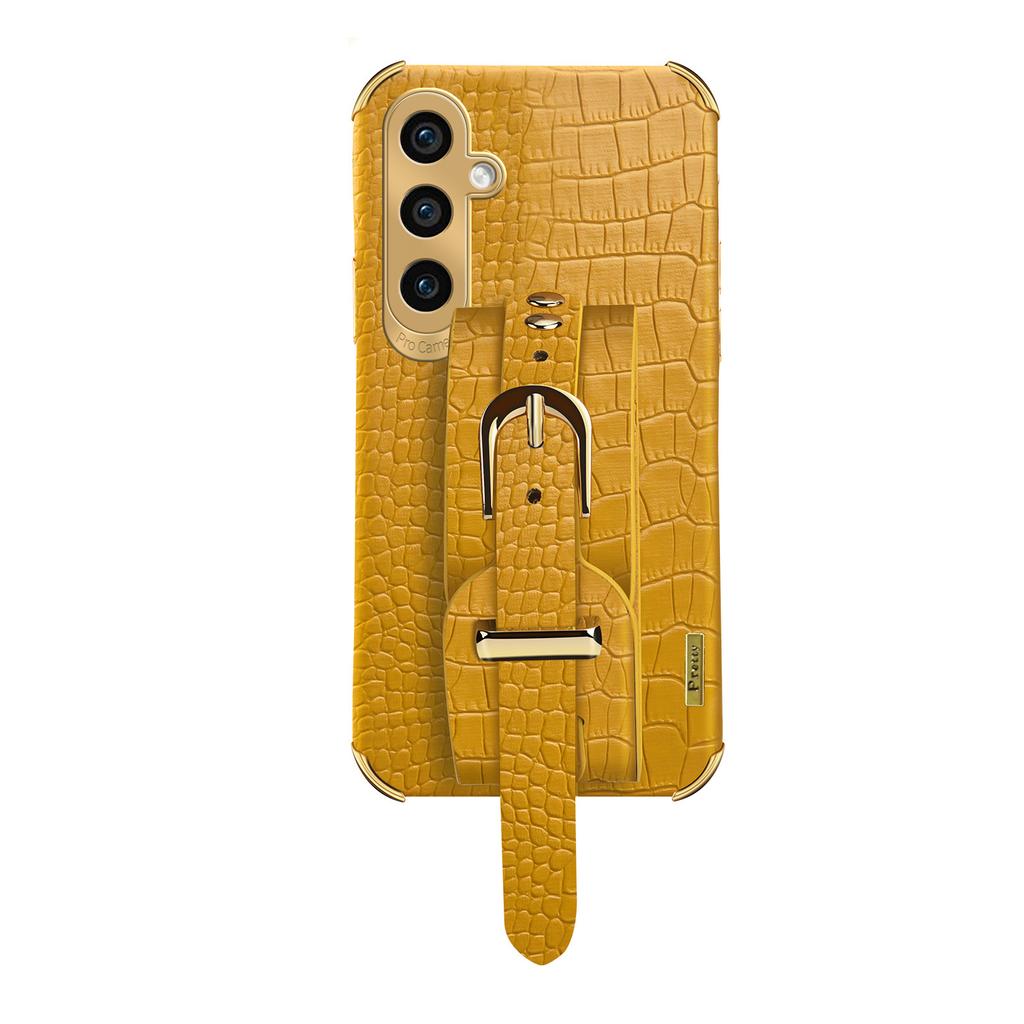 For Samsung Galaxy A15 4G/A15 5G Cell Phone Case Crocodile Texture Wristband Kickstand Back Cover