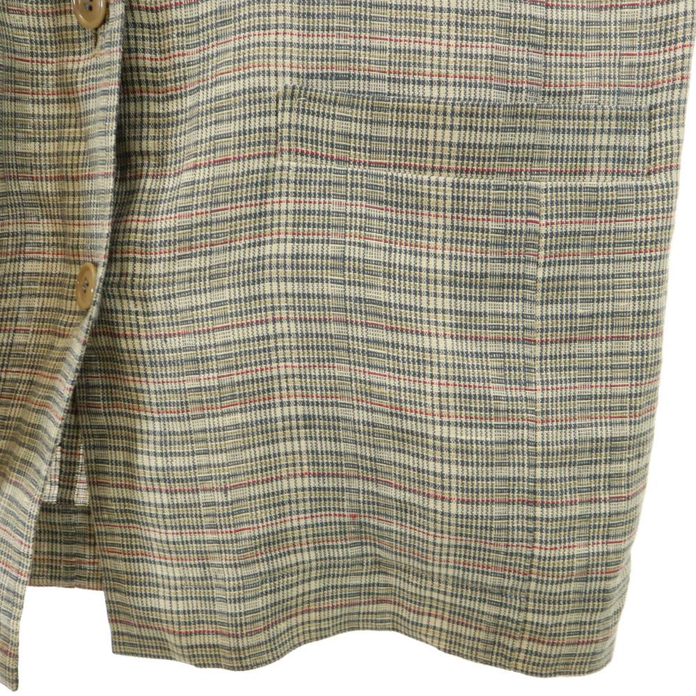 Givenchy 90s Linen Old Check Pattern Jacket 9 Brown Women Used