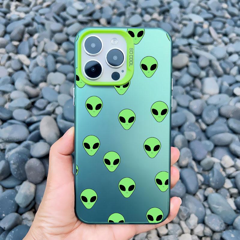 Funny Cartoon Alien Laser Phone Case for iPhone 14 11 Pro Max 16 15 Pro Max 13 12 Mini Pro Max 15 14 Plus Shockproof Cover Funda