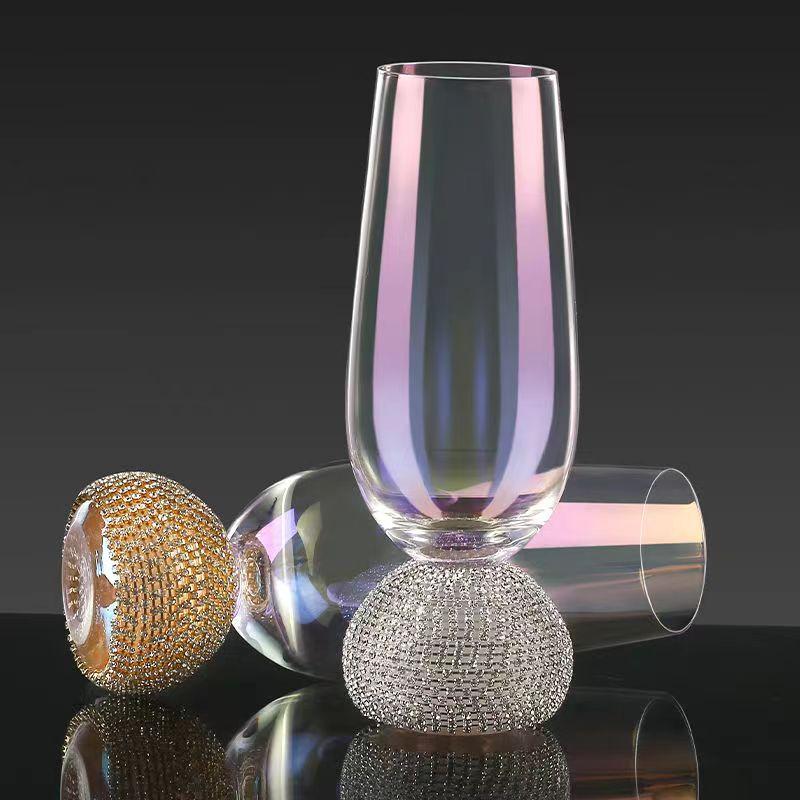 Whiskey Wine Glass Rainbow Glass Handmade Ripple Milk Juice Mug Ice Beer Cup Vertical Striped Water Cocktail Cup Glassware