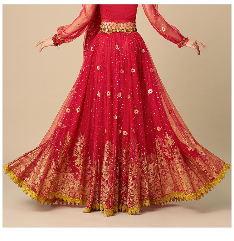 Western Region Dunhuang Princess Belly Dance Costume - 720° Swing Skirt for Exotic Performances.