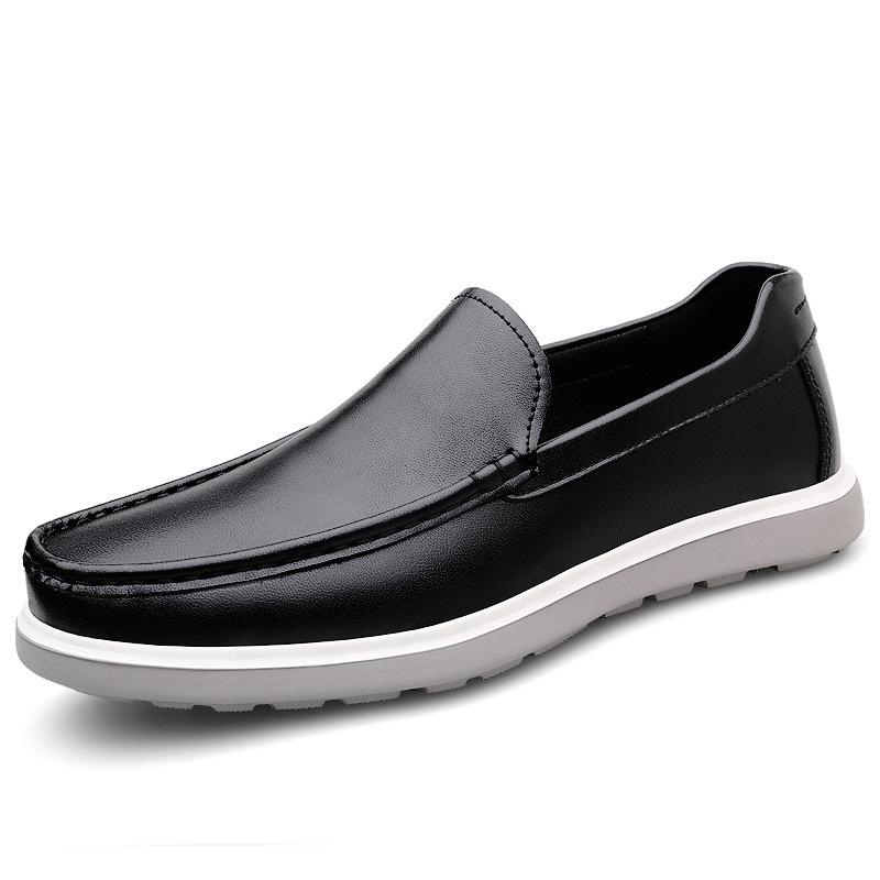 Men's Shoes Autumn Foot Cover Real Cowhide Breathable British Men's Soft-soled Casual Leather Shoes Trendy Lazy