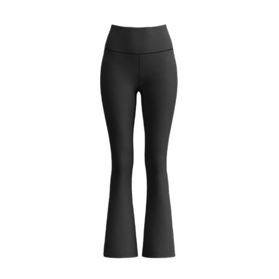 

Women High Waisted Flaring Leggings Tummy Control Hip Lifting Yoga Pants Stretch No Front Seam Bell Bottoms Workout Trousers M чорний