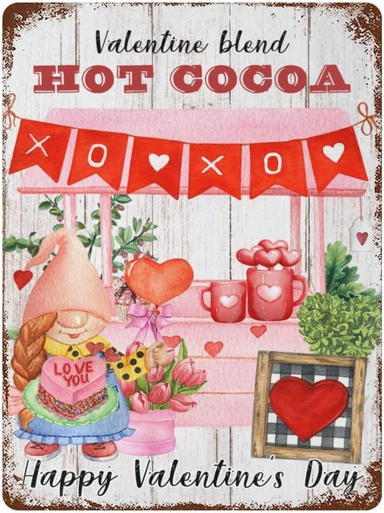 Tin Signs Valentine's Day Hot Cocoa Personalized Metal Sign 8x12 Home Kitchen Bar Coffee Station Tin Plaque Plate Retro sign
