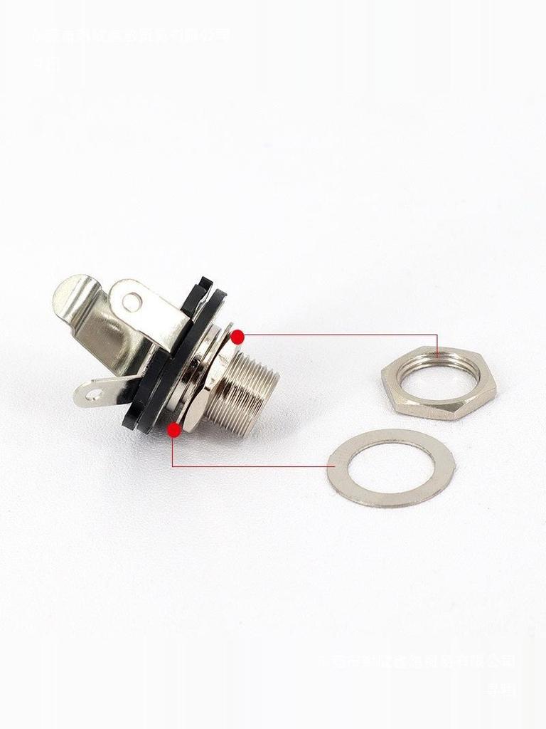6.35mm Audio Output Electric Bass Guitar Jack with Hex Screw Nut and Washer