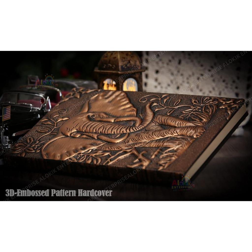 Superaura 3D Copper Elephant DND Vintage Leather Journal Writing Notebook with 200 Pages A5 Journal Diary,Antique Handmade Diary