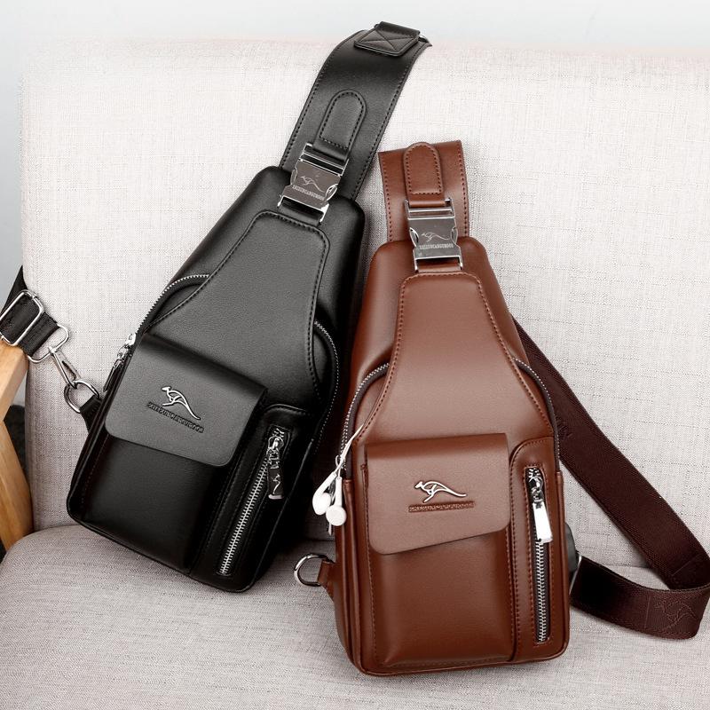 Men's Chest Bag USB One-shoulder Messenger Chest Bag Casual Fashion Bag Diagonal Backpack