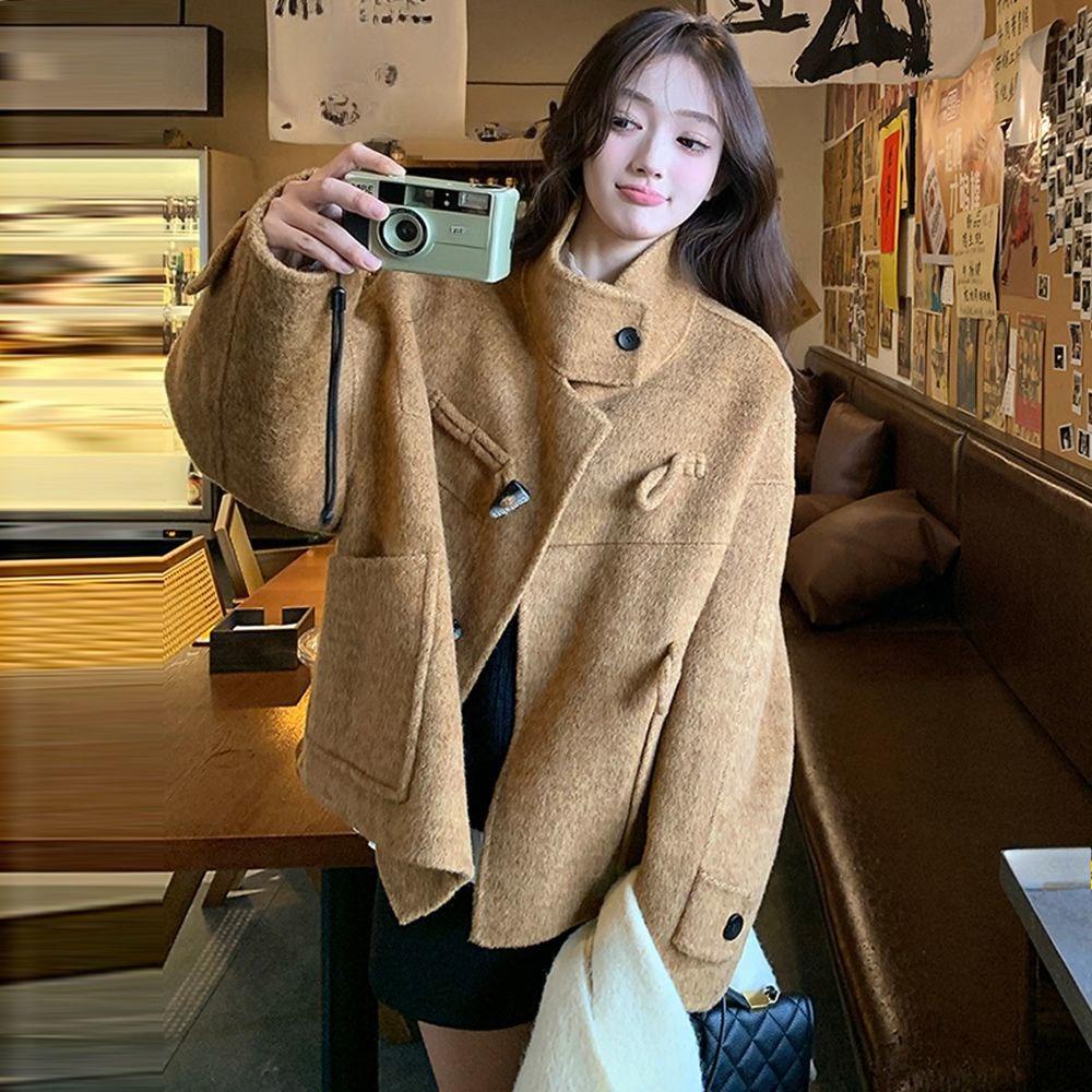 Palton Gros Călduros din Lână Iarnă Toamnă Modă Jachetă Largă din Tweed Casual Oversized Îmbrăcăminte Exterioară Stil Popular