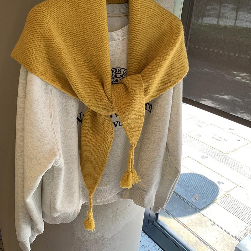 Literary Triangle Scarf Shawl Autumn And Winter Outer Scarf Hanging Spike Multi-Functional Scarf Scarf Neck Vest Versatile Triangle Scarf