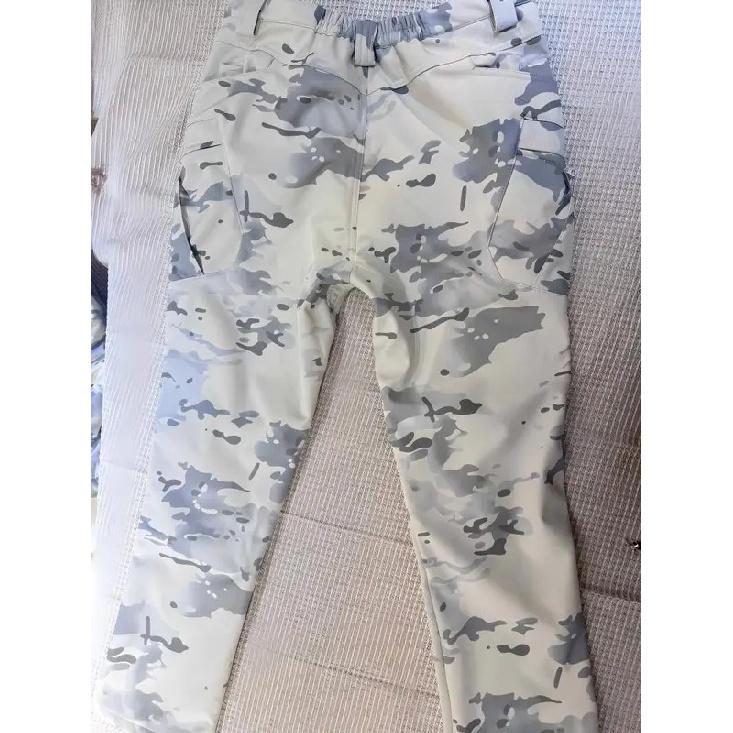 Men's Snow Camo Shark Skin Tactical Pants, Winter Fleece Lined Waterproof Windproof Softshell Trousers for Outdoor Skiing Hiking