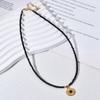 Fashionable Black Glass Beads Stainless Steel Necklace - Simple, Retro & Colorfast Clavicle Chain