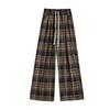 Red Retro Plaid Pants Women's Autumn New Straight Loose Bf Lazy Loose Casual Wide-leg Pants