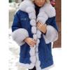 Womens Faux Fur Lined Denim Long Sleeve Jacket - Casual Winter Outerwear Office Daily Wear