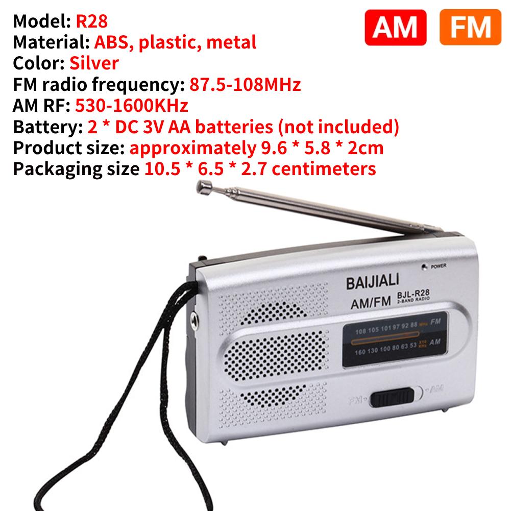 

Digital Radio Built-in Speaker Portable Mini Radio SW/AM/FM Battery Operated Telescopic Antenna for Indoor Outdoor Emergency Use срібний