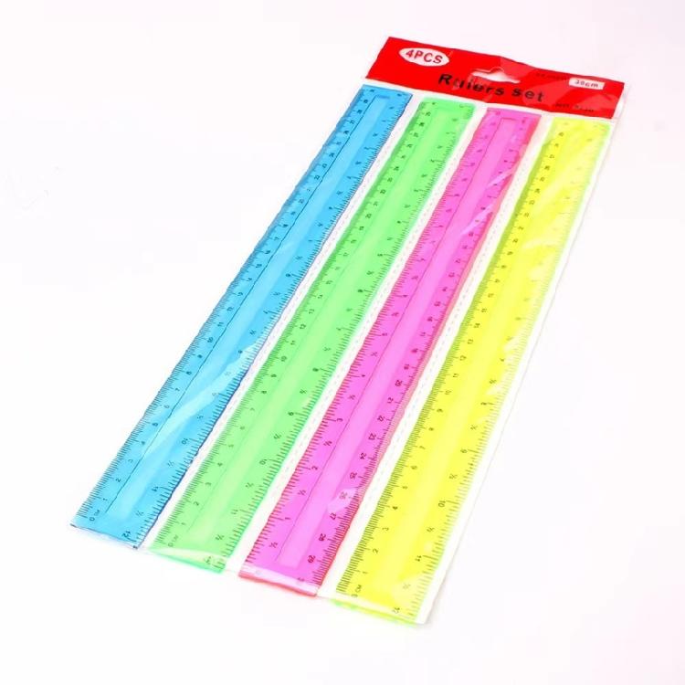 4Pcs 12Inch Clear Rulers Drawing Ruler Math Ruler Measuring Ruler Measuring Tool for Drawing Drafting Measuring