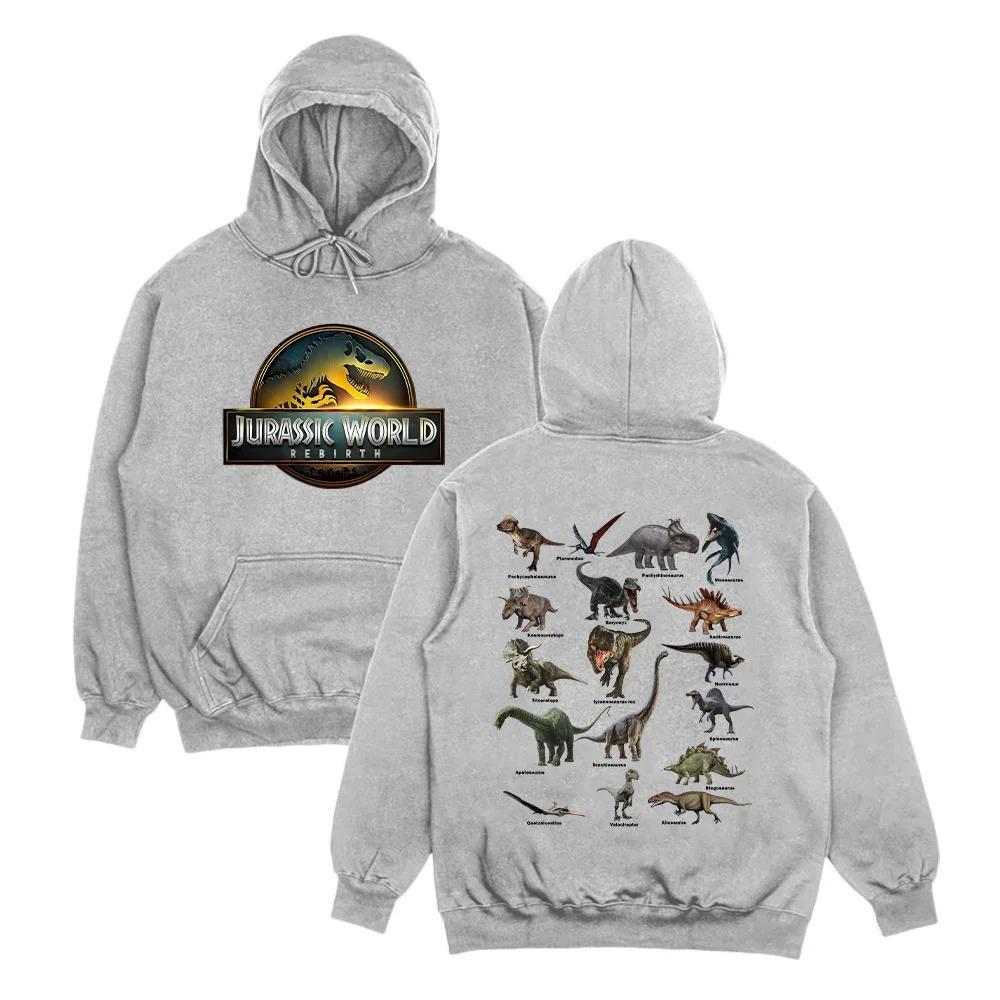 Felpe con cappuccio da uomo Jurassics World Rebirth Logo Dinosauri Felpa Unisex Donna_Uomo Manica Lunga Pile Pullover Larghi Streetwear