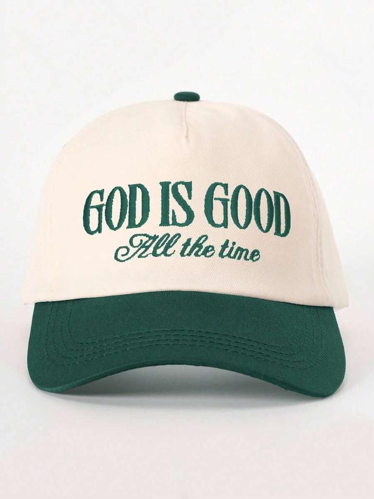 Embroidered God Is Good Colorblock Baseball Cap Adjustable Sun Protection Casual Hat Spring Autumn Travel Festival