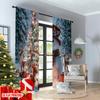 2pcs 2D Flat Printing Christmas Curtains Candy Cane Gingerbread Snowmen and Squirrels Digital Printed Polyester Drapes Festive