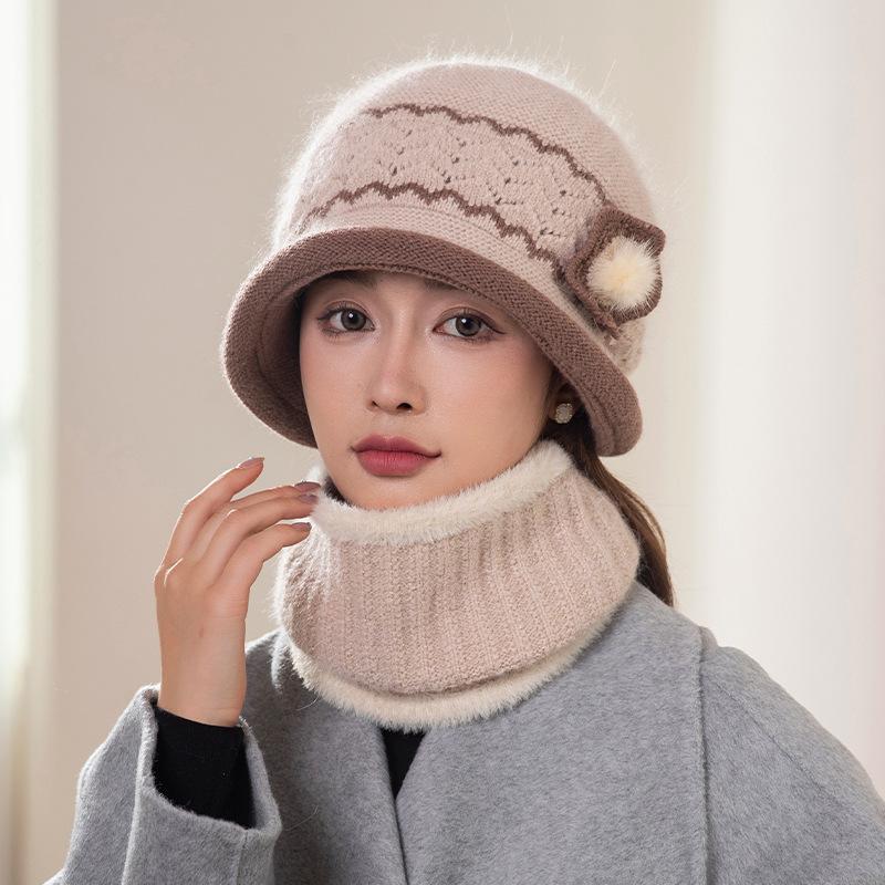 Зимняя Мама Шерстяная Вязаная Шапка Плюшевая Толстая Шляпа-Ведро для Пожилой Бабушки Женская Теплая Шляпа-Ведро single hat бежевый