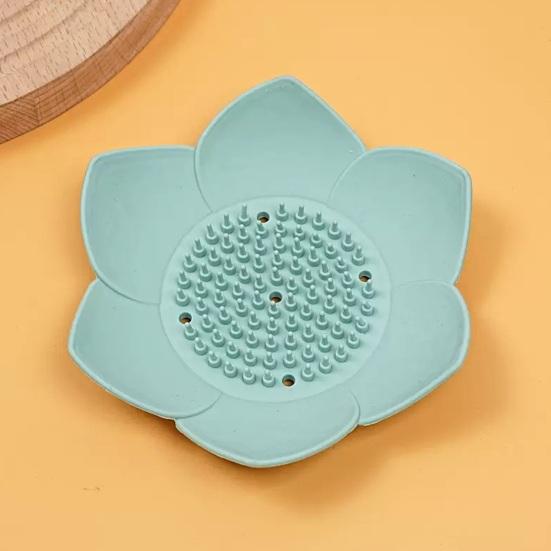 Silicone Soap Dish Lotus Shape Soap Holder with Drainage Holes Non-Slip Soap Holder