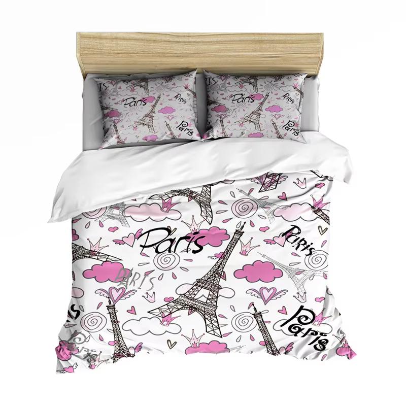 Eiffel Tower Duvet Cover Set Paris Twin Full Queen King Bedding Set For Girl Women Couple Room Romantic Theme Comforter Cover
