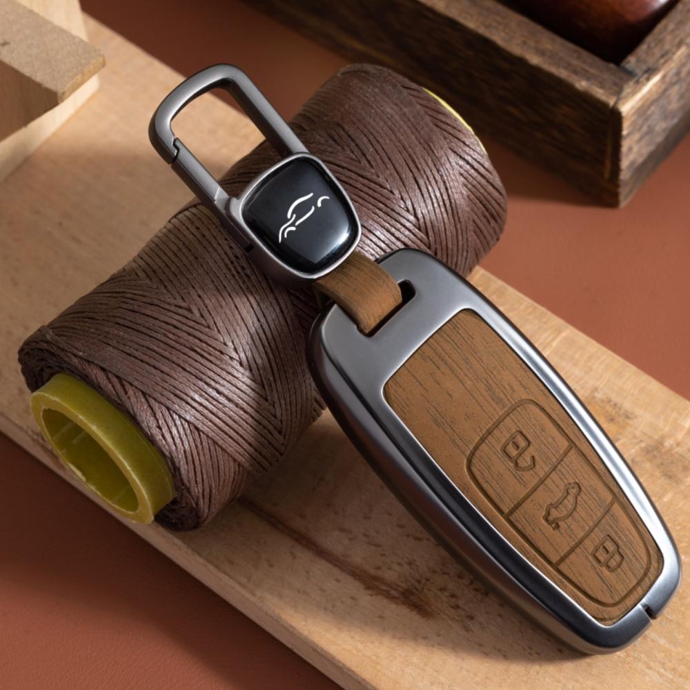 

Металлический чехол для автомобильного дистанционного ключа, чехол-брелок для A3 A4 B9 A6 A7 4K A8 E-tron Q5 Q8 C8 D5 SQ8, защитная сумка для ключей, аксессуары коричневый