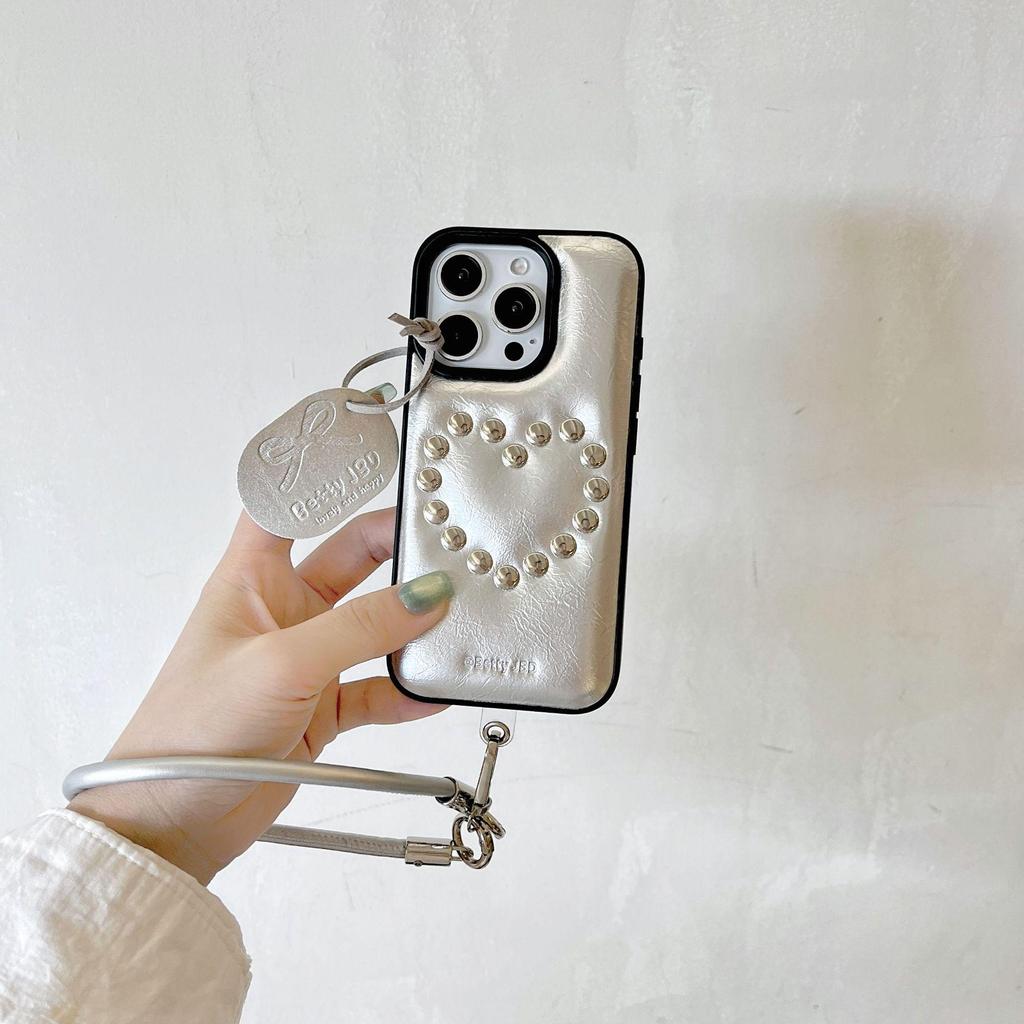 iPhone 17 Pro Max Case: High-End Leather Texture with 3D Rivets, Also Fits iPhone 16 Pro and iPhone 15