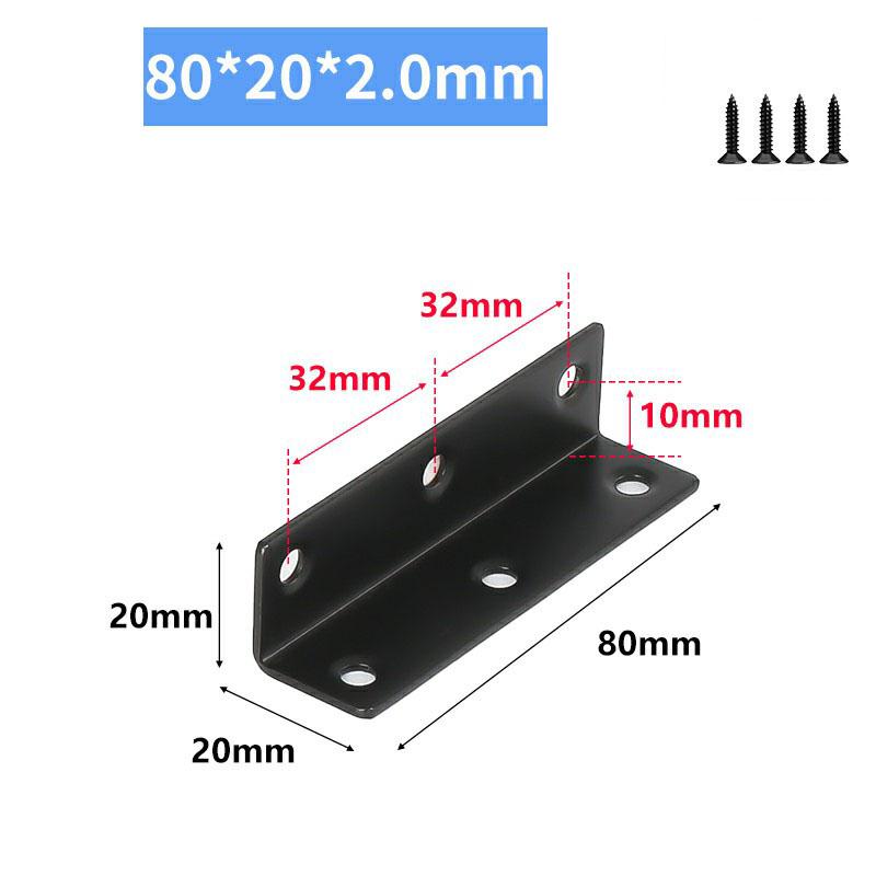 1Pcs of Stainless Steel and Black Paint Thickened Corner Code and L-Shape Triangular Flat Connector Fixed with Screws