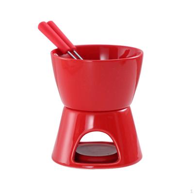 Chocolate Fondue Pot Ice Cream Home Melter Party Tea Light Porcelain Melting