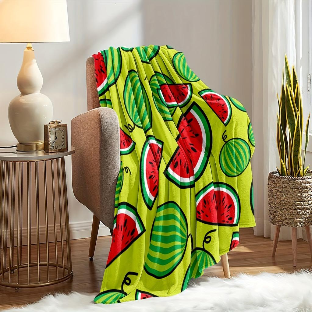 Vibrant Summer Watermelon Fruit Throw Blanket - Cozy Lightweight Cute Art Accent for Couch Bed Living Room Decoration