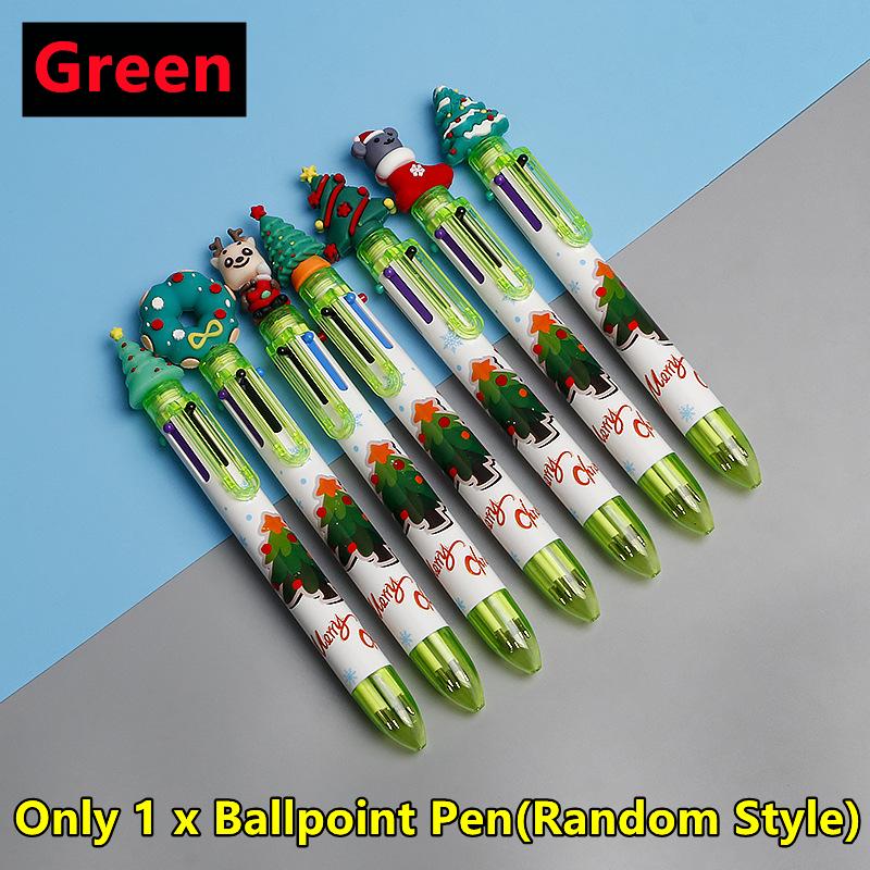 10-1 buc. Desen animat Moș Crăciun Pom de Crăciun Pix cu bilă cu șase culori Cadou Crăciun Fericit Papetărie Instrument de scris Rechizite de birou școlare