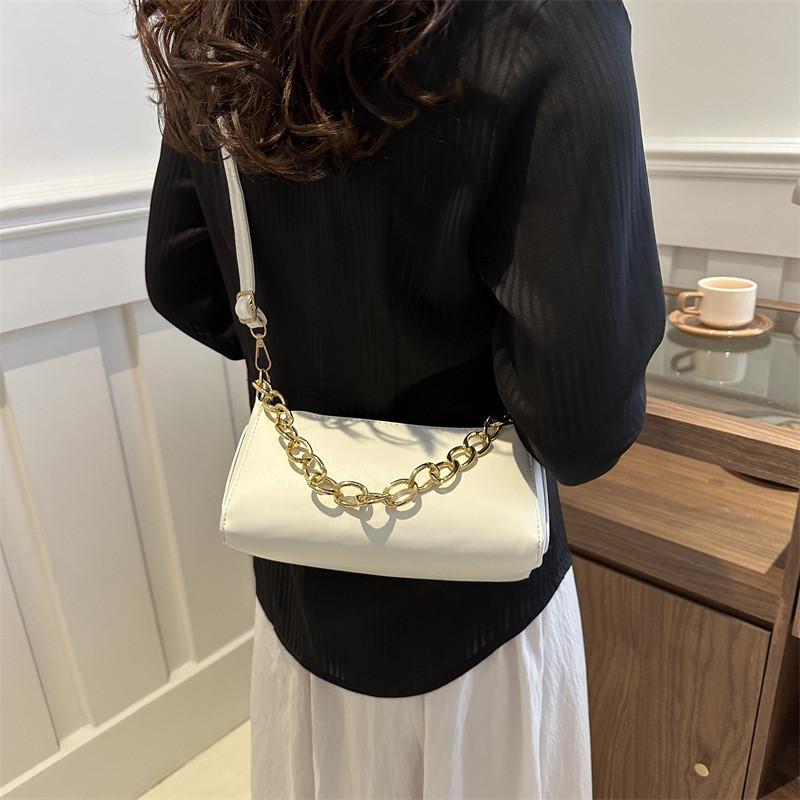 Urban Minimalist Style Pure Color Chain Small Square Shoulder Bag