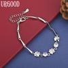 925 Sterling Silver Delicate Side Chain Handheld Bracelet Gift Jewelry