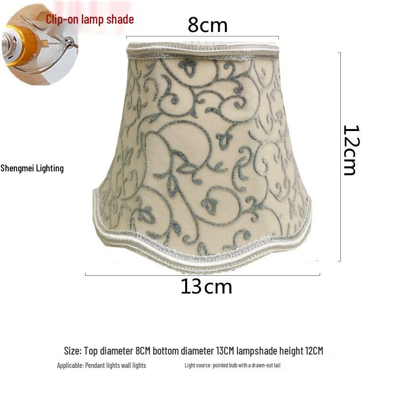European Crystal Chandelier Fabric Lampshade, Clip-On, E27 Large Base, E14 Candle Bulb, Wall Light Shell Shade