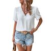 Ladies' Lace Decorated V-neck Solid-color Women's Shirt