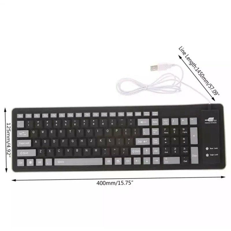 103 Keys Portable USB Keyboard Flexible Waterproof Soft Color Silicone Gaming Keyboard Tablet Foldable Laptop Computer Keyboard
