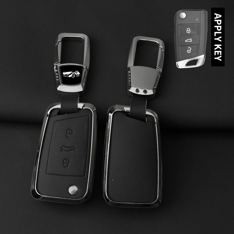 Zinc Alloy Leather Car Key Case For Vw Volkswagen Polo Golf 7 Gti Mk7 Tiguan Passat For Seat Ateca Leon For Octavia A7 Skoda