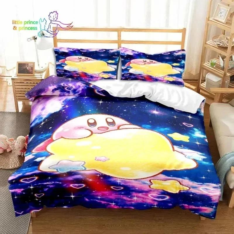

3D Design Printed Kawaii Cartoon Kirbys Bed Ensemble Single Size Single Size Full Queen Dimension King Dimension Size Bed Kit Adult Kid Bedroom EU Single 135x200cm