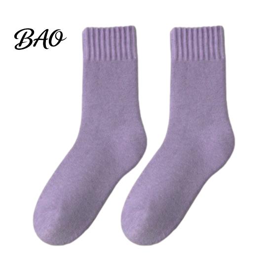 Non Binding Elastic Comfort Socks Women Thickened Winter Socks, Solid Color Mid Calf Thermal Fleece Lined Cozy Fuzzy for Snow Boots Crew Cold Weather,