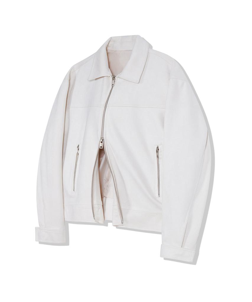 Ironyporno Whiteline 86-Iro237 Biker Collar Suede Jacket Ivory