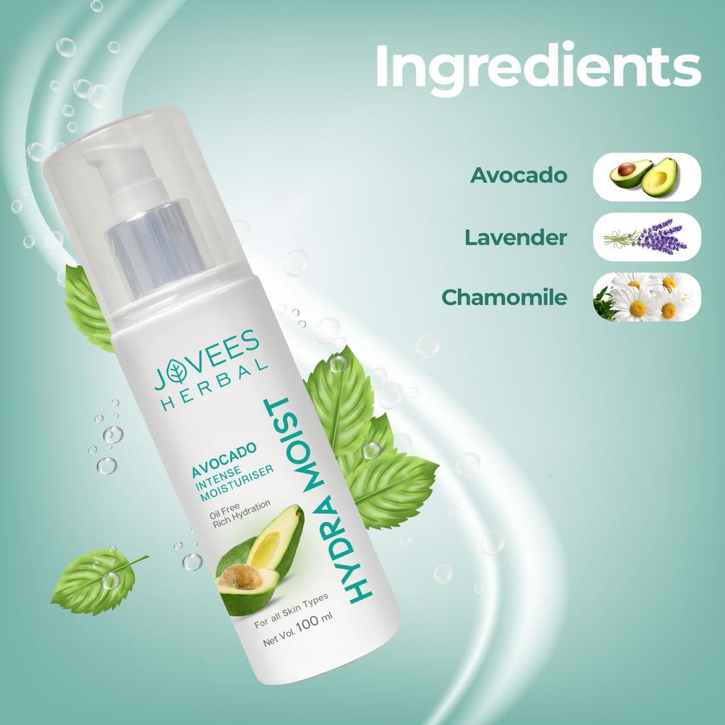 Jovees Herbal Hydra Intense Moisturiser 100ml Pack For Glowing Hydrated Skin Lightweight Non Greasy Lotion