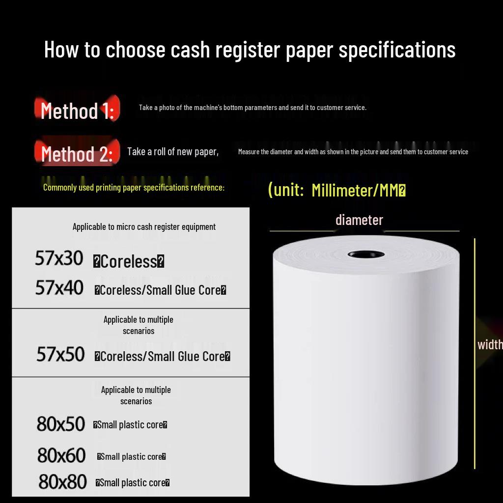 80mm Coreless Thermal Receipt Paper for Kitchens, Restaurants, Hotels, and Supermarkets