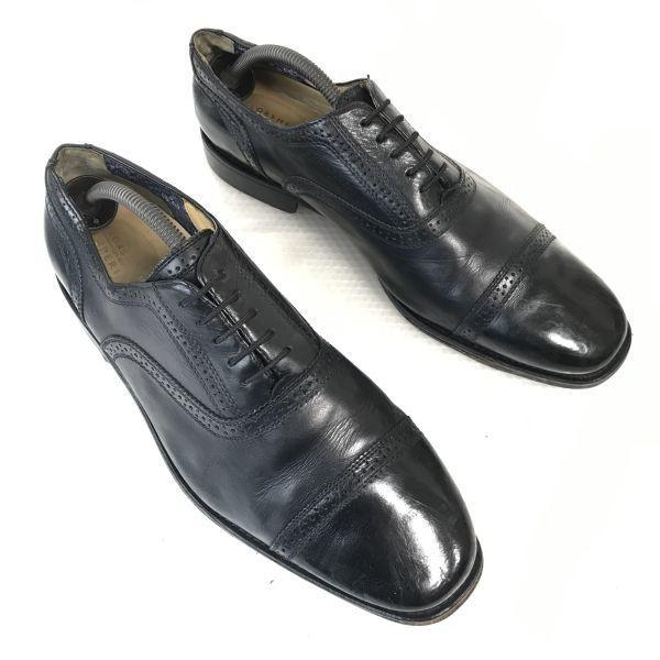80s-90s? Vintage/FLORSHEIM Imperial/Leather Semi-Brogue Straight Tip Shoes/10.5EEE/28.5/Black/(USED)