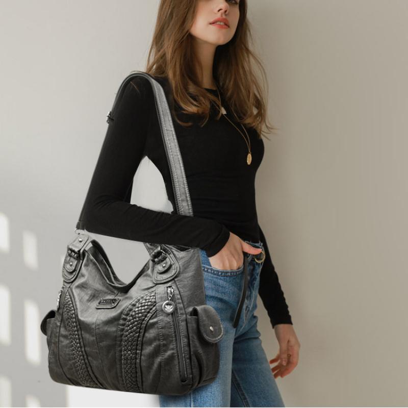 Τσάντα tote μεγάλης χωρητικότητας Ρετρό τσάντες ντιζάιν Μαλακό Pu δερμάτινο με πολλές τσέπες casual ανδρική τσάντα χιαστί ώμου