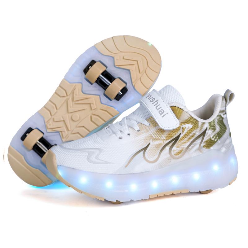 TUINANLE Kind LED Sneaker USB Aufladung Leuchtende Schuhe Outdoor Sport Rollschuhe Kinder Vier Räder Jungen Mädchen Freizeitschuhe Leuchtend
