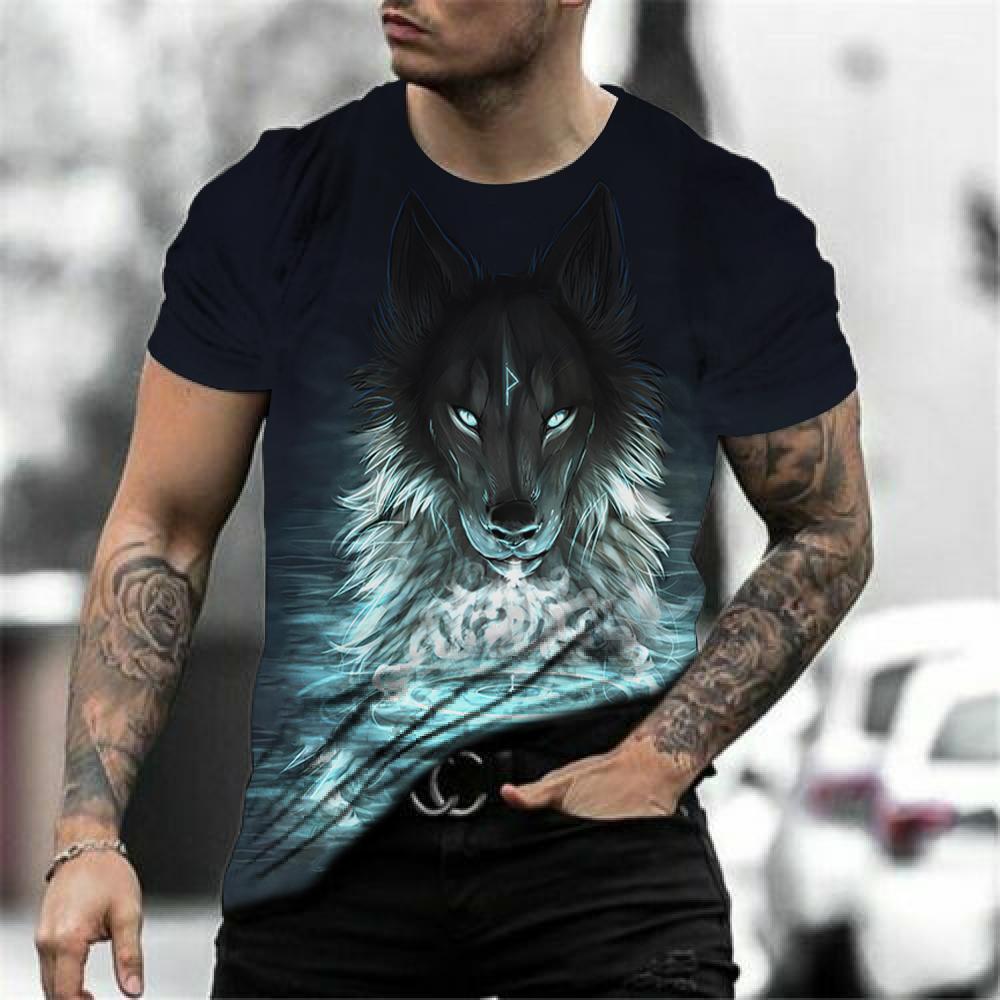 Fashoin 3D Printed T-shirts For Men Pullover Oversized Wolf Graphic Men's T-shirt Sublimation Summer Men Cool Tee Streetwear
