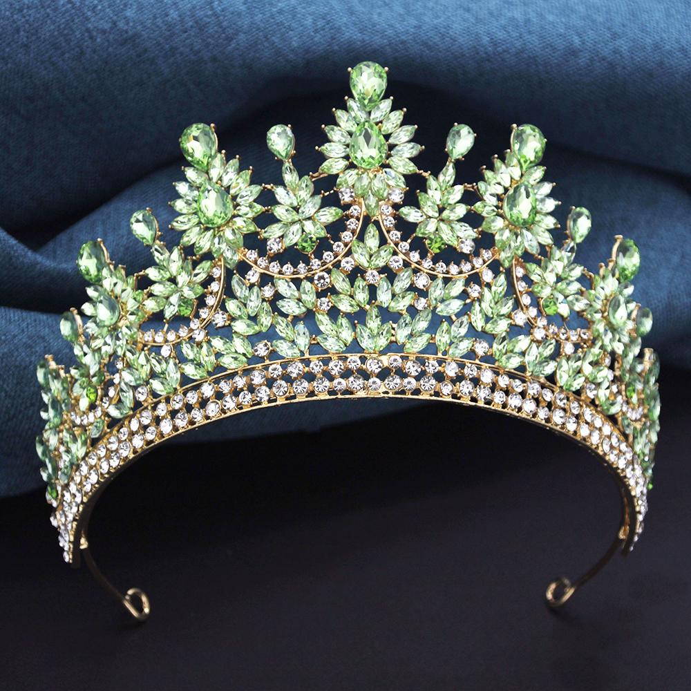 Luxury Rose Red Crystal Tiaras and Crowns for Bride Wedding Crown Headdress Princess Queen Birthday Prom Hair Jewelry Pageant