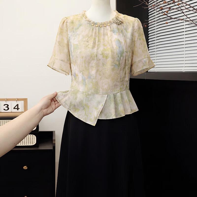 Elegant Floral Chiffon A-Line Summer Dress 2XL