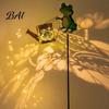 Garden Gift for Plant Lovers Solar Frog Stake Light, Watering Can Shadow Projection Lamp with Metal Landscape Lighting Waterfall LED, Outdoor