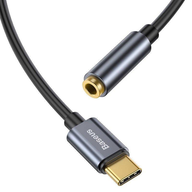 Adapter Ljud Baseus L54 USB-C + Mini Jack 3,5 mm (Grå)